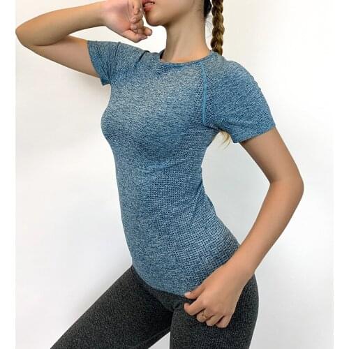 Net red summer new tights short sleeve womens running fitness sports leisure T-shirt quick drying