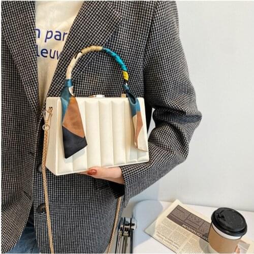Spring New Luxury Designer PU Leather Womens Handbag Fashion Scarf Crossbody Bag Small Box Tote Lady Handbag