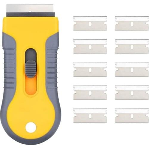 Ceramic glass scraper, 1-piece window caulking, underfloor hob cleaner, plastic knife, wallpaper paint remover, with 10 blades