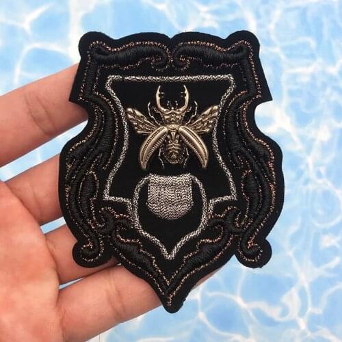Embroidery Metal Patch Embroideried Bee beetle Patches Applique Clothes Jacket Badges for Clothes XBT129
