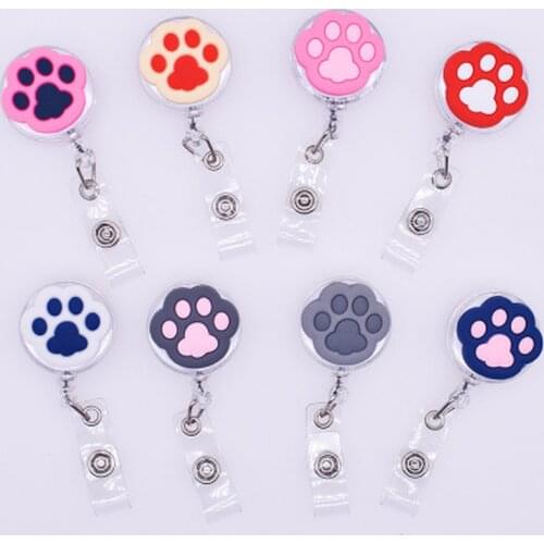1 Piece 2021 New Arrival Nurse Badge Holder High Quality PVC Cartoon Cat Paw Retractable Lovely Doctor Students ID Card Holder