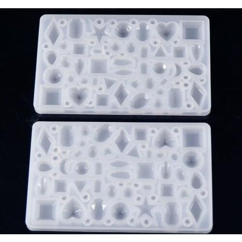 1pcs DIY Crystal Epoxy Silicone Mold Love Geometry Drops Moon Semicircle Five Star For DIY Jewelry Necklace Pendant Making Tools