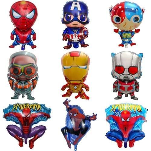 10/20/50Pcs Cartoon Superhero Foil Balloons Avenger Spider Iron Man Balloon Birthday Party Decoration Helium Globos Kids Toys