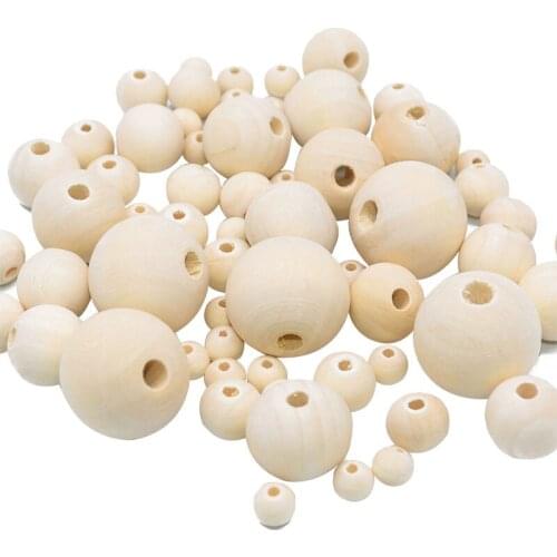 10-200pcs 8-25mm DIY Natural Wooden Beads Wood Round Ball For Accessories Making Bracelet Necklace Wooden Round Hole Bead Balls