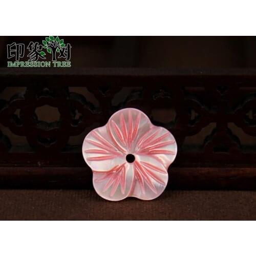 10pcs 11/16/20mm Pink Flower Carven Shell Beads Smooth Side Flower Shell Charms For Handmade Necklace DIY Jewelry Making 1905