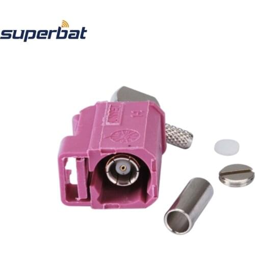 Superbat 10pcs Fakra Crimp Jack Right Angle Key Code H Violet for Radio Controlled Keyless Heating