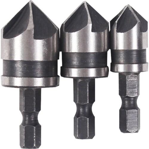 3Pcs 1/4" Hex 12mm 16mm 19mm Countersink Power Drill Bit Bore Set For Wood Metal