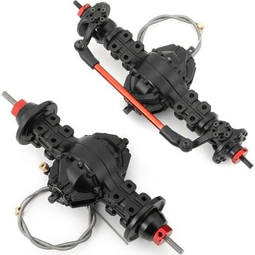 RCTOYFUN CNC Metal Alloy Black Front Rear Axle DIY Upgrade Assembly Accessory For 1/14 Tamiya Tractor Truck RC Crawler Tow Car