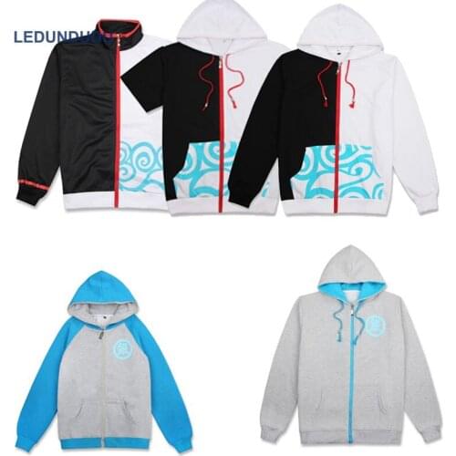 Anime Gintama Sakata Gintoki Cosplay Zipper Coat Costumes Unisex Casual Jackets Daily Patchwork Clothing for Spring Autumn