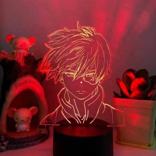 Anime My Hero Academia Shoto Todoroki Face Design Led Night Light Lamp Light Lamp Child Bedroom Decoration Acrylic Anime Lamp