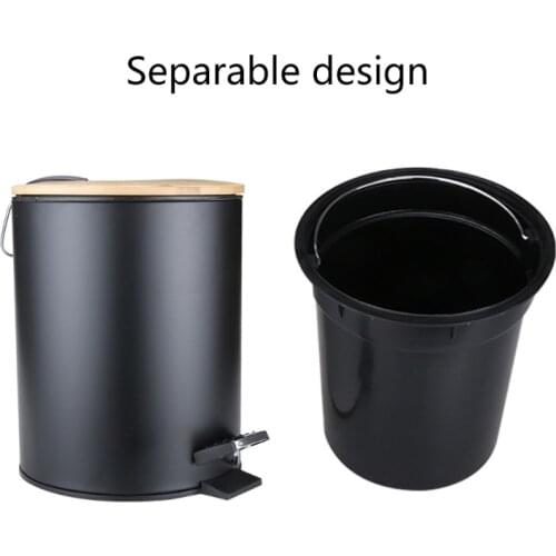 Bamboo Flip Step Trash Can Garbage Bin Rubbish Waste Container Bathroom Kitchen 667A