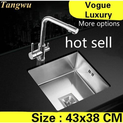 Free shipping Home standard balcony wash vegetables vogue kitchen manual sink single trough 304 stainless steel small 430x380 MM