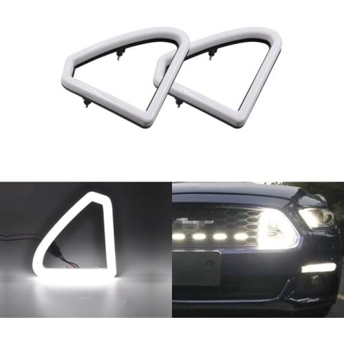 For Ford Mustang 2015 2016 2017 Front Grille Hood Bumper White Led DRL Daytime Running Lights