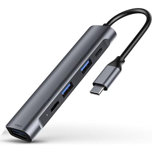 Type-C to 60W PD Charging DP Data Transmission USB3.0 5-In-1 USB Docking Station for PC Laptop