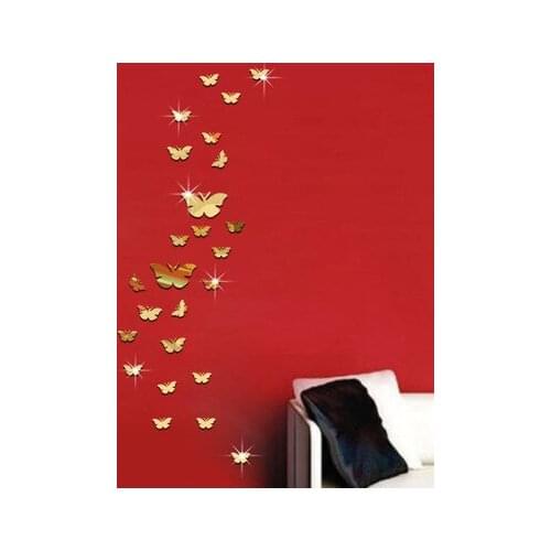 JM063 Butterfly Pattern Mirror Sticker Living Room Bedroom Background Decorative Wall Sticker