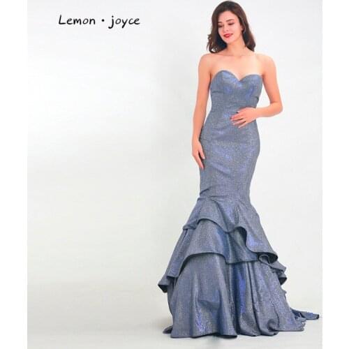 Lemon joyce Formal Evening Dresses 2020 Sexy Sweetheart Backless Simple Mermaid Prom Party Gowns Plus Size Reflective Dress