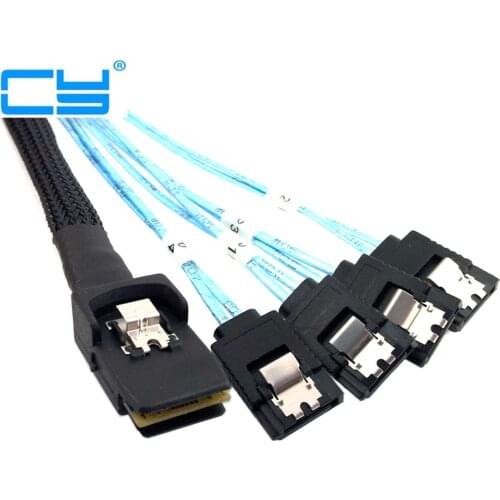 Mini SAS 4i SFF-8087 Host to 4 SATA 7Pin Target Hard Drive Splitter Cable 100cm 1.0m