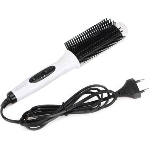 Multifunction Ceramic Hair Curler Hair Straightener Brush Electric Hair Curling Iron Smoothing Brush Women Comb Straightener