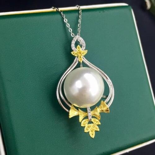 Fashionable 925 Sterling Silver Pendant Mount Base Settings Mountings Findings Parts for Pearl Crystal Jade Agate Beads Stones