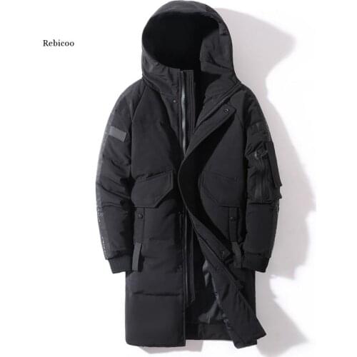 Winter Mens Jacket Hooded Fashion Long Coat Men Windproof Waterproof Thick Warm Mens Clothing Long Parka