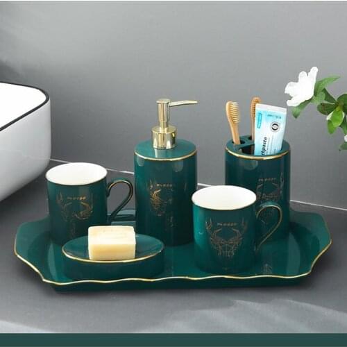 Bathroom Sanitary suit Ware Set Ceramic Washing Tooth Brush Holder wash Cup Soap Dispenser Toothbrush Holder Household Articles