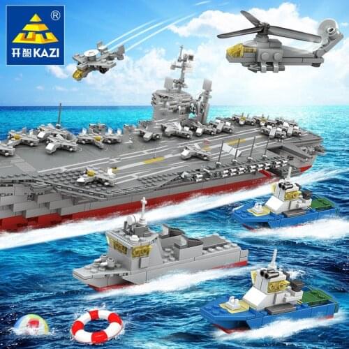 Kazi Bismarck Model Kit Ship compatible Military technical Building Blocks Creator Battleship Aircrafted Carrier