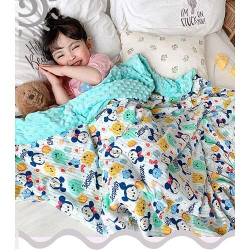 New Spring and summer new childrens cartoon breathing cotton bean blanket blanket cotton air-conditioning quilt cart blanket