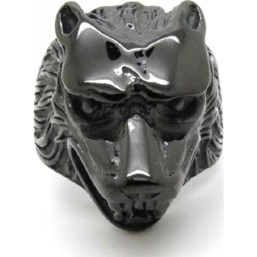 New Design 316L Stainless Steel Biker Mens Fashion Jewelry, Gothic Fierce Wolf Head Finger Ring