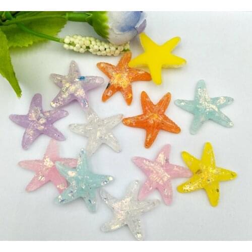 20pcs Resin Adorable Glitter Colorful Starfish For Home Wedding DIY Embellishments For Scrapbooking Accessorie