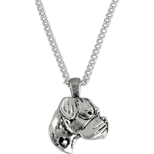 Dog necklace Handmade boxer necklace Embossed pendant jewelry golden colors plated in stock fast delivery