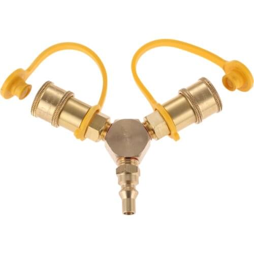 1/4"" RV Propane Quick Connect Y Splitter Adapter for RV Trailer &Quick Connect Propane Hose Connect to Motorhome Tabletop Grill