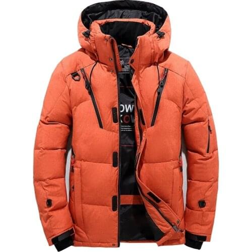 Winter Down Jacket Men White Duck Down Parka Coat Hooded Outdoor Thick Warm Padded Snow Coat