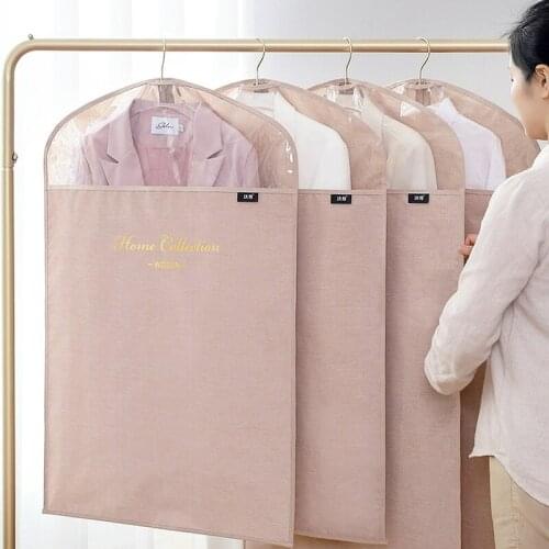 Clothes Dustproof Moistureproof Bag Wardrobe Dust Cover Translucent Hanging Pocket Coat Suit Cover Household Fur Storage