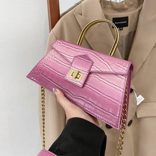 Luxury Brand Totes With Metal Handle 2021 New High-quality PU Leather Womens Designer Handbag Chain Shoulder Messenger Bag