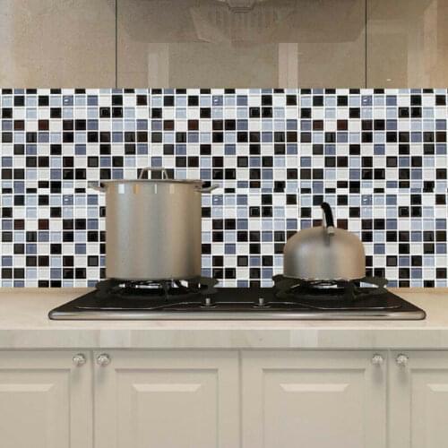 6pcs 20*20cm Self Adhesive Waterproof Black Marble Mosaic Wall Art Kitchen Furniture Tile Sticker Wall Decal