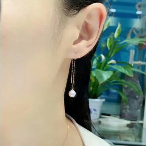 Shilovem 18k yellow Natural freshwater pearls Drop Earrings fine Jewelry women trendy anniversary party new gift myme7-7.5002zz