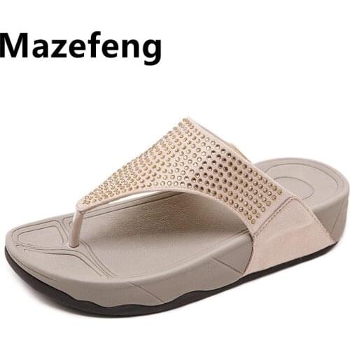 2021 Womens Slippers Summer New Fashion Metal Button Slides Shoes Wedge Beach Sandals Women Outside Platform Leisure Flip Flops