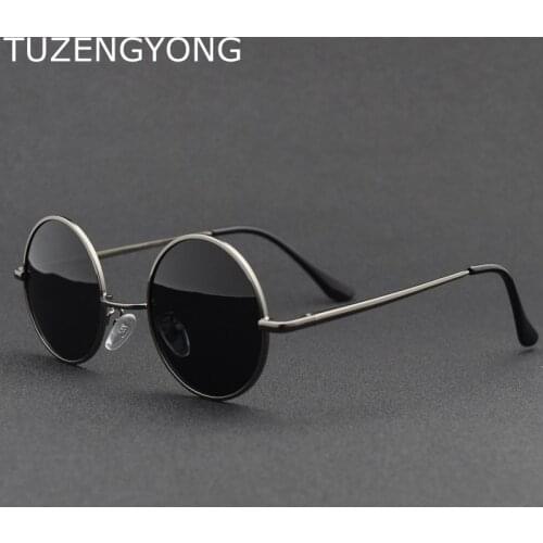 2020 New Brand Designer Classic Round Sunglasses Men Women Polarized Metal Small Frame Retro Sun Glasses UV400 Black lens Shade