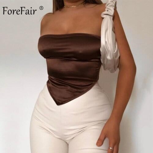 Forefair Strapless Slip Wrap Tops Women Summer 2021 New Party Clothing Bandage Bow Tied Chest Wrapped Women Crop Tops