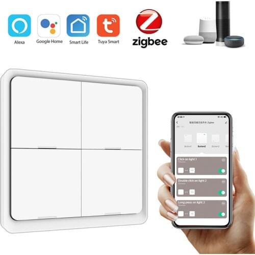 Tuya ZigBee Wireless Smarts Scene Switch 4 Gang Scenario Switch 4 Road Slab Scene Keys Switch Tuya Smarts Home Life Assistant