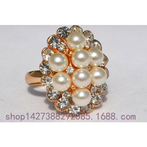 High quality Austria Crystal And Pearl Painted Oval Shape Rings for Women Rose Gold Color Engagement alliance Lady Jewelry