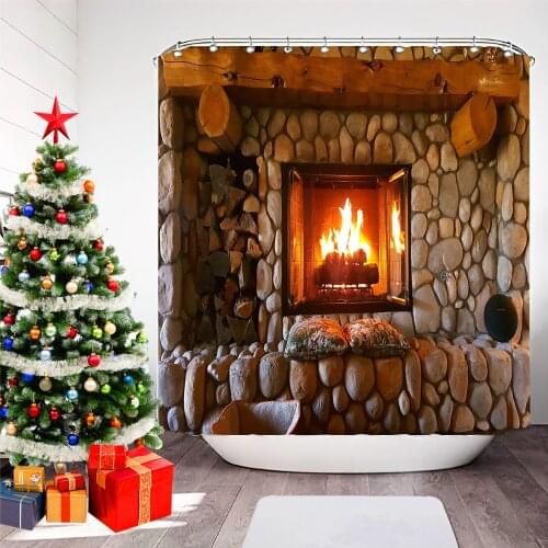 Merry Christmas Trees Snowman Santa Claus Snowflake Shower Curtains Bathroom Curtain Frabic Polyester Waterproof Bath Curtain