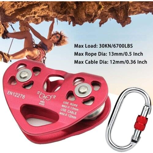 Zip Line Pulley Tandem Speed Dual Trolley with 25kN Carabiner
