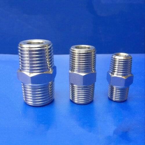 1/8" 1/4" 3/8" 1/2" NPT Male to Male Equal Hex Nipple 304/316 Stainless Steel Connector Water Gas Propane