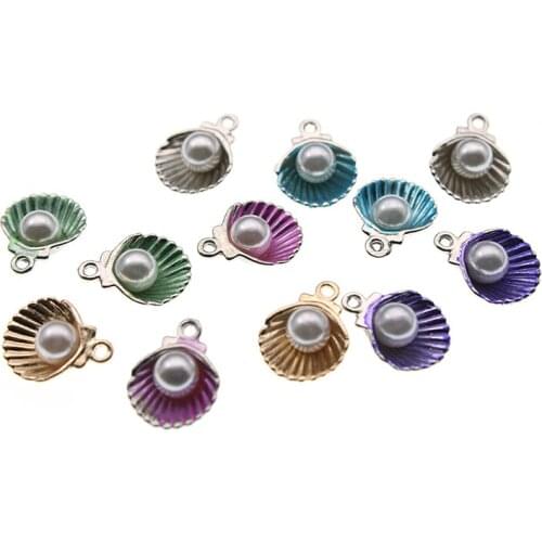 10pcs 11x15mm Alloy Metal Mixed Color Shell Charms Drop Oil Pendant for DIY Handmade Earring Necklace Bracelet Jewelry Making