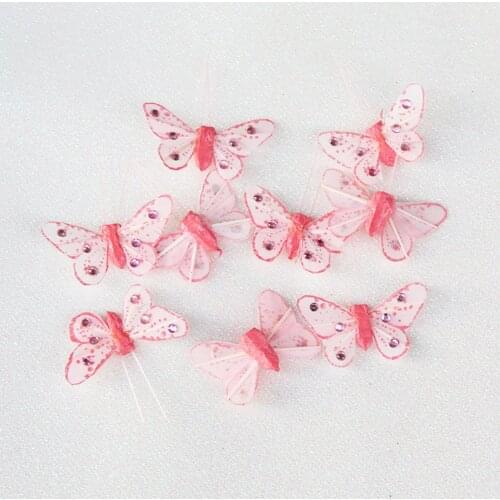 10 pcs/set Pink Feather butterfly Wall Sticker Wedding party Home Decoration bedroom living room art Decal Butterflies stickers