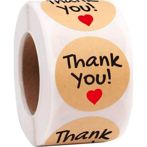 100-1000pcs Kraft Stickers Thank You Stickers Seal Lables Sticker Roll For Envelope Jewelry Packaging Box Stationery Decoration