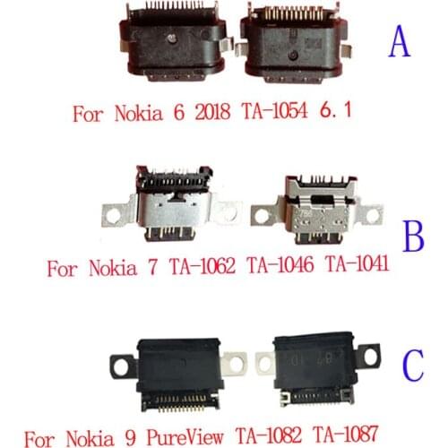 2Pcs Usb Charger Micro Charging Doct Port Connector For Nokia 9 PureView TA-1082 TA-1087 6 2th 2018 TA-1054 6.1 7 TA-1041 Plug