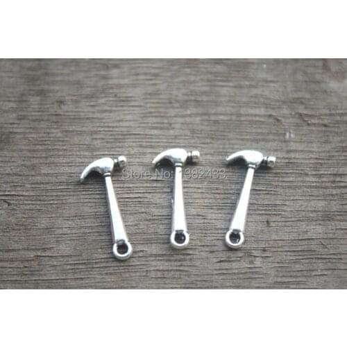 30pcs--Hammer Charms,Antique Tibetan Silver Tone 3D hammer charm pendants 13x20mm