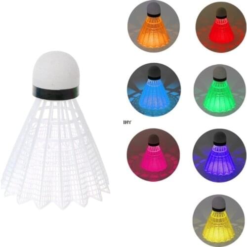 4pcs Colored Plastic LED Luminous Badminton Dark Night Glow Lighting Shuttlecock INY